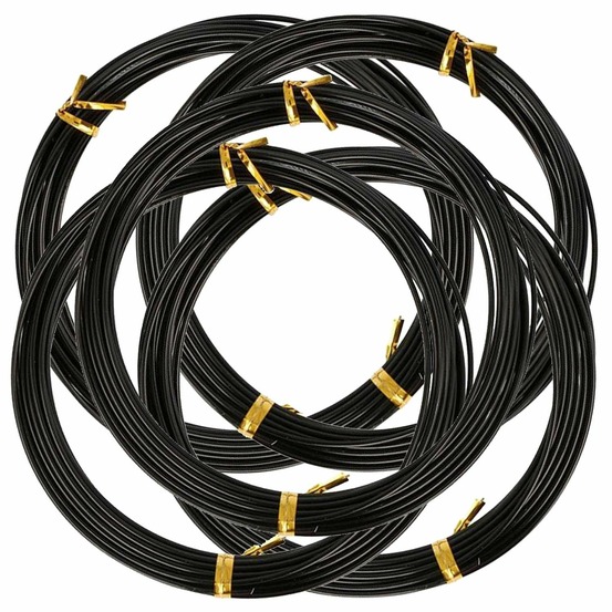 5 fils en aluminium 5 m x 1,5 mm - noir