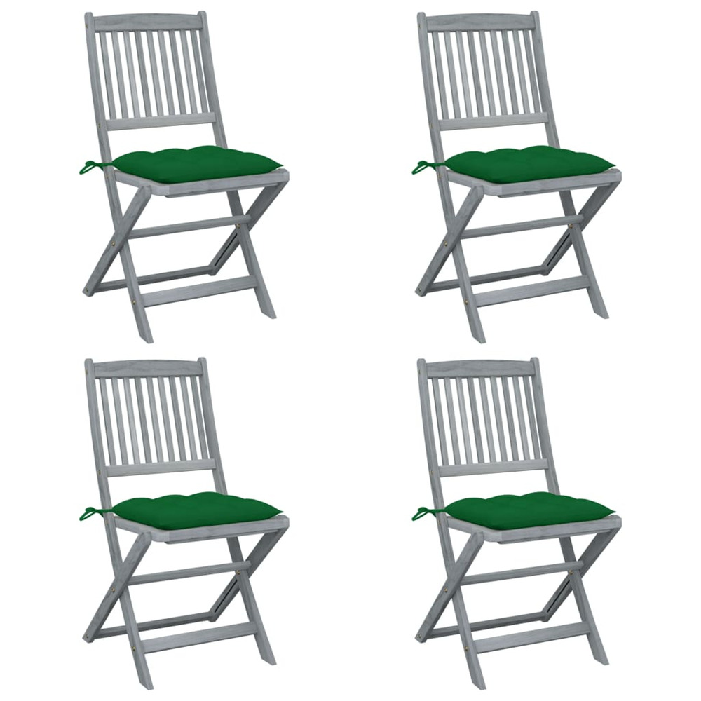 Chaises pliables d'extérieur lot de 4 et coussins bois d'acacia