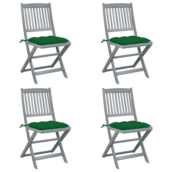 Chaises pliables d'extérieur lot de 4 et coussins bois d'acacia