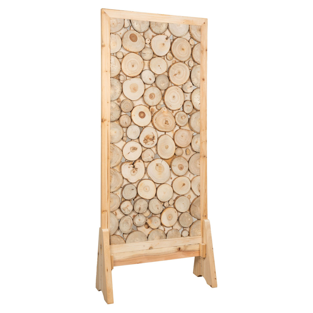 Paravent en sapin sculpté sur socle omega