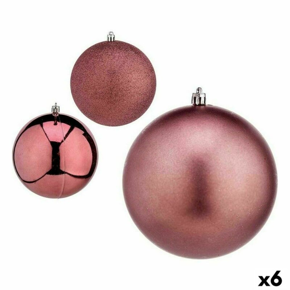 Lot de boules de noël rose plastique ø 12 cm (6 unités)