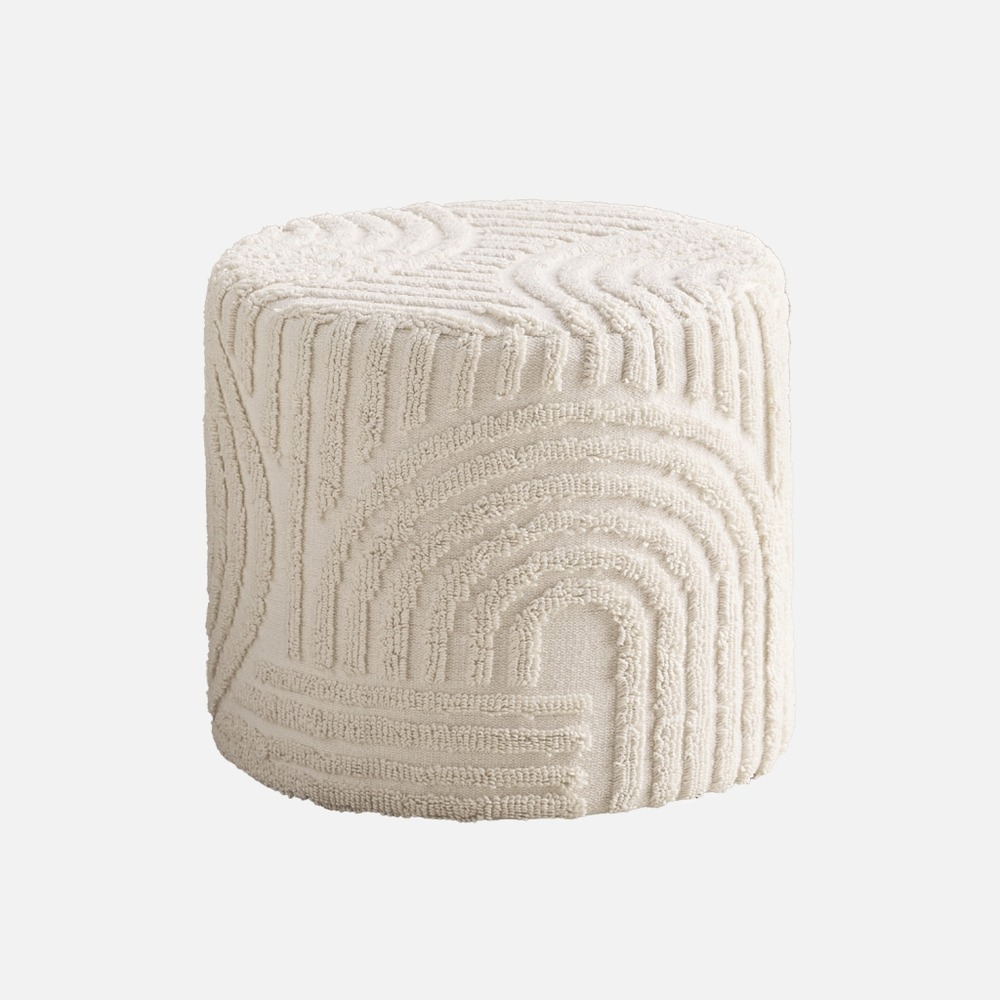 Pouf rond bouclette tuftée ø43 x h 37cm - nuba