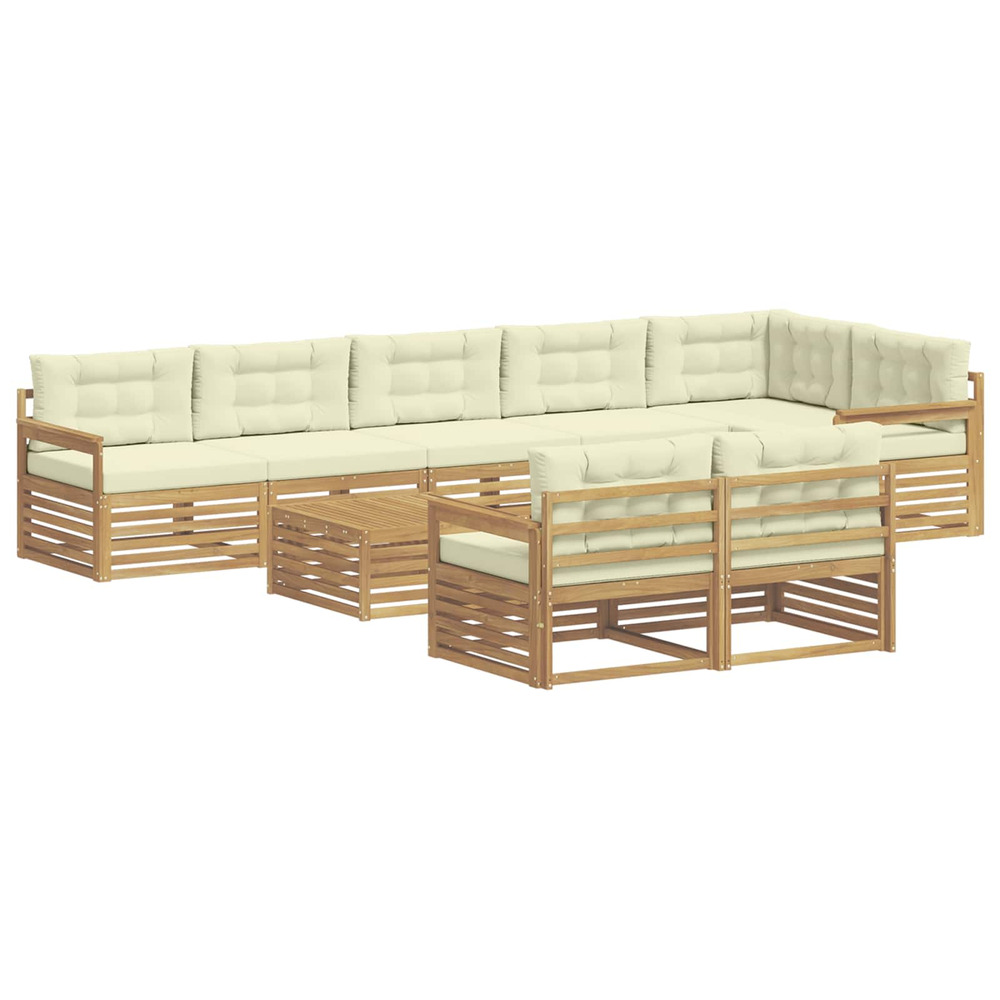 Ensemble de canapés d'extérieur 9 pcs blanc et crème polyester