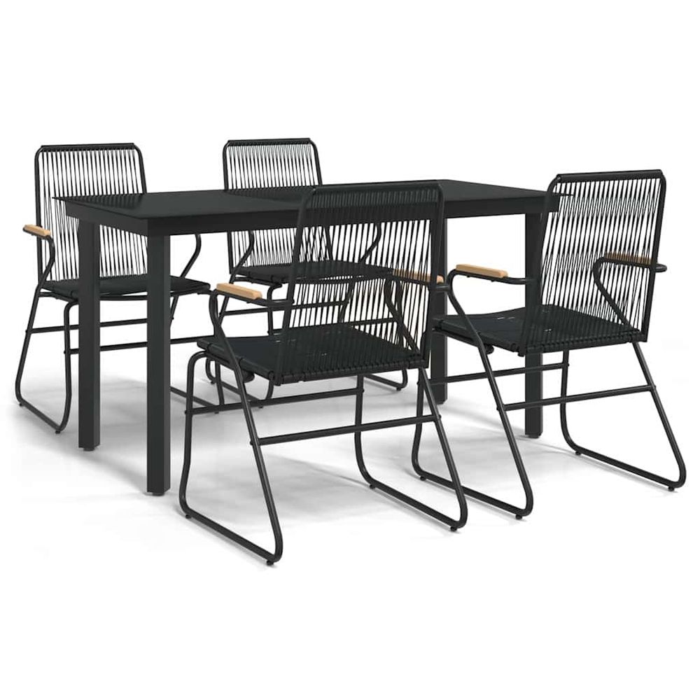 Ensemble à manger de jardin 5 pcs noir rotin pvc