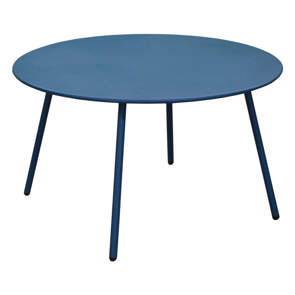 Table basse jardin ronde en acier rio 70 cm bleu