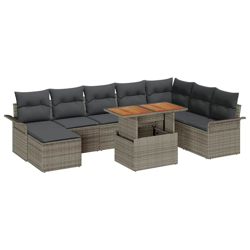 Ensemble de canapé de jardin 9 pc gris poly rotin