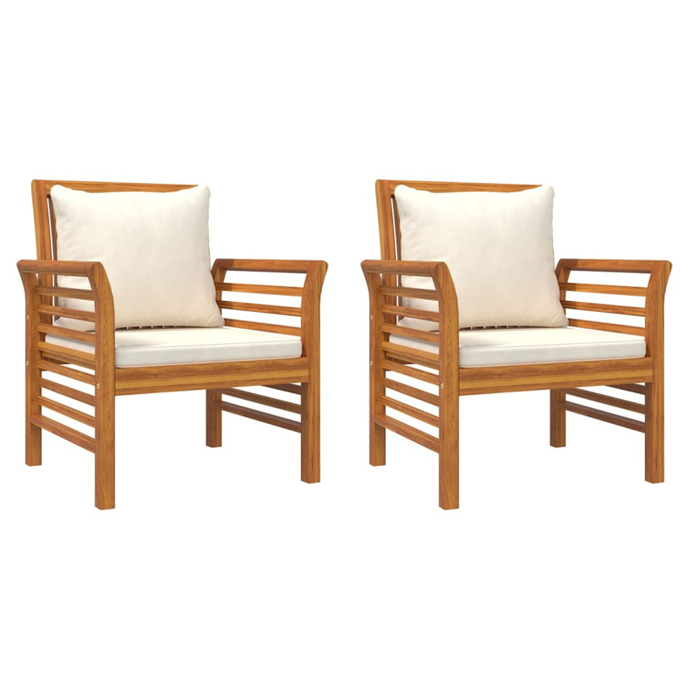 Chaises de canapé et coussins blanc crème lot de 2 bois acacia