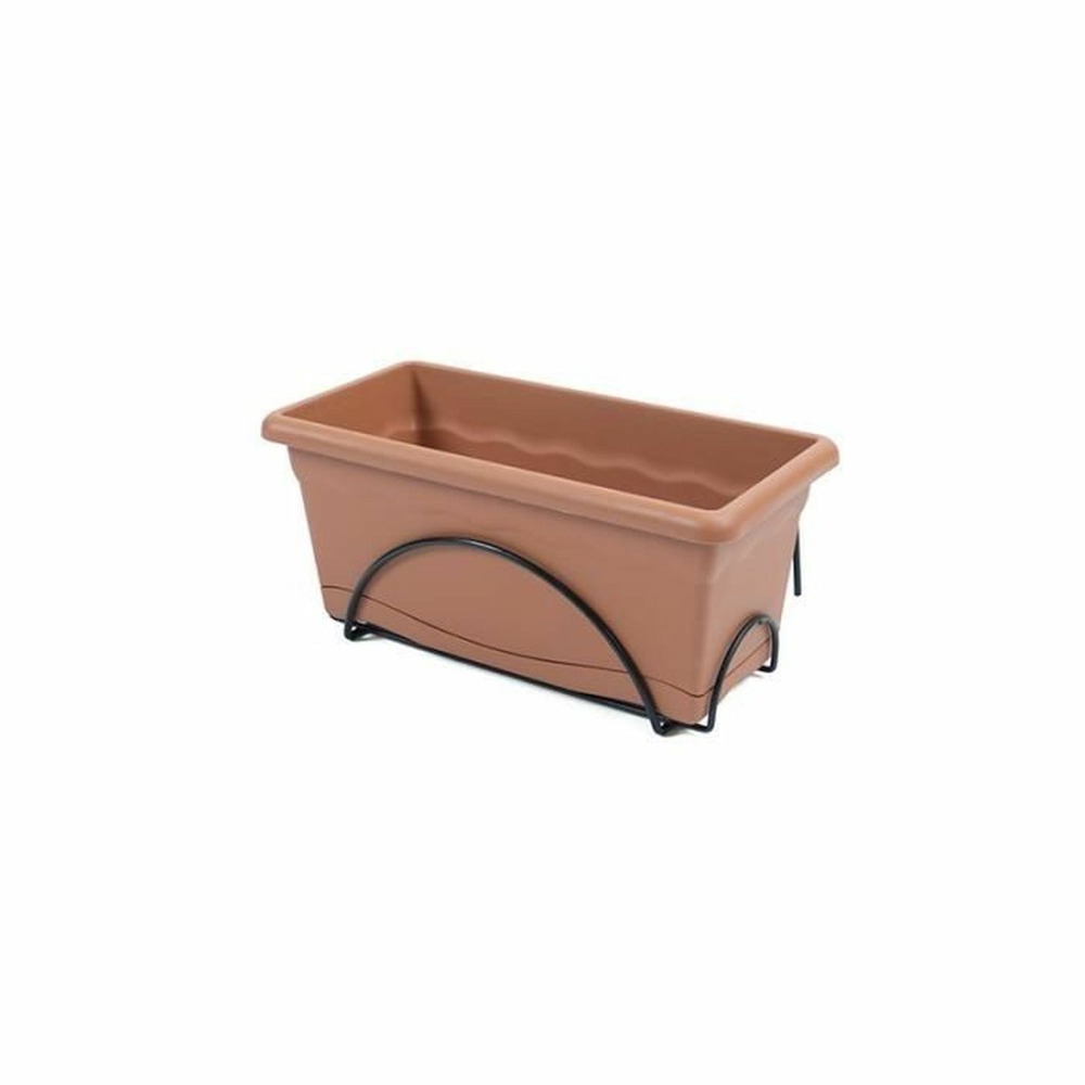 Jardinière 40 x 20 cm avec plateau et support balcon - terracotta