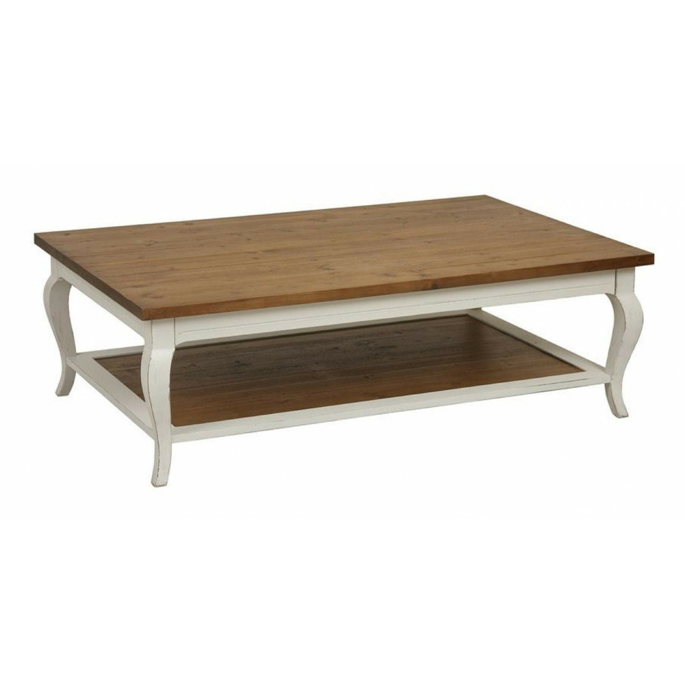 Table basse rectangulaire bois blanc - provence interior's