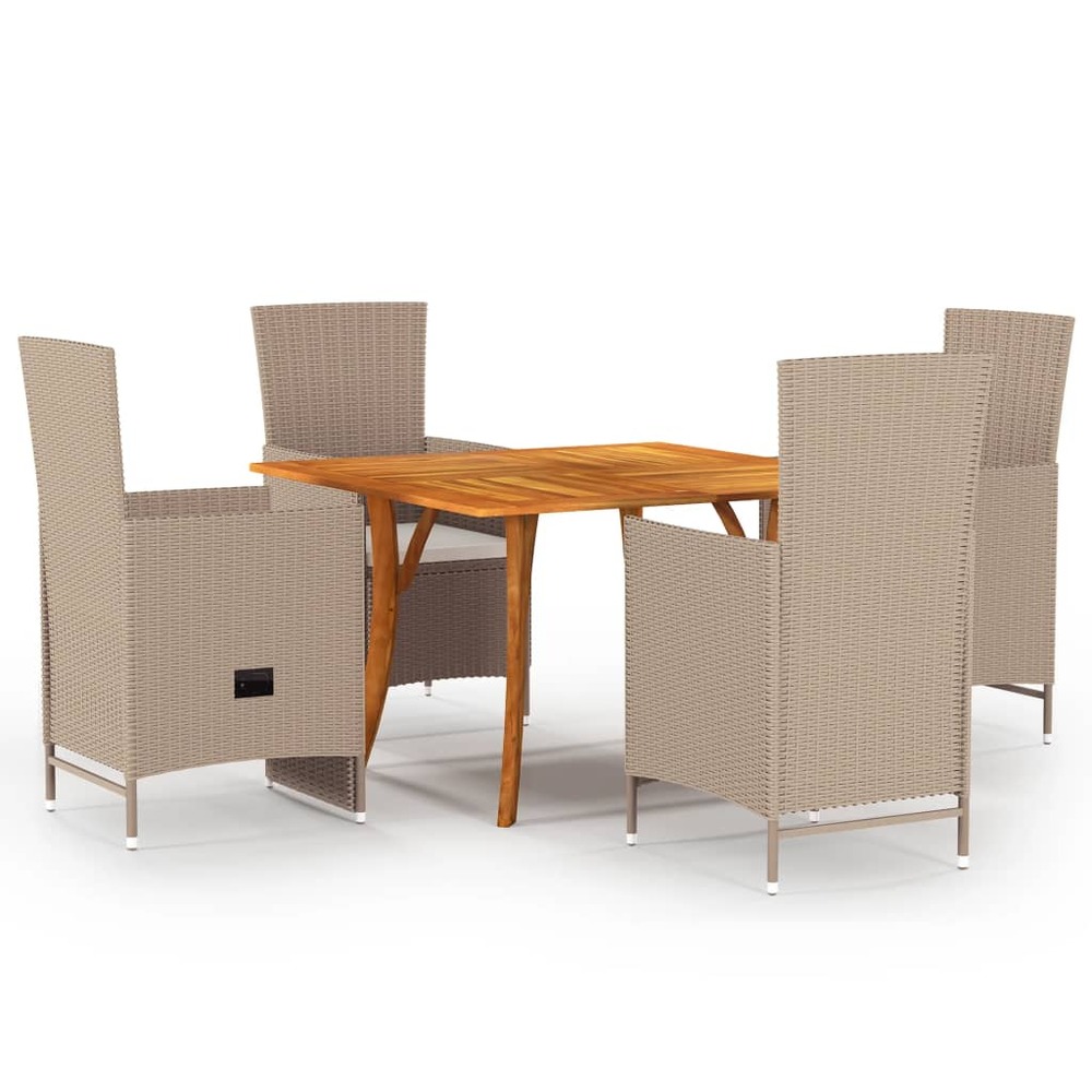 Ensemble de salle à manger de jardin 5 pcs beige