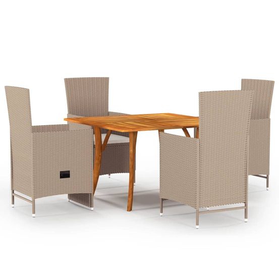 Ensemble de salle à manger de jardin 5 pcs beige