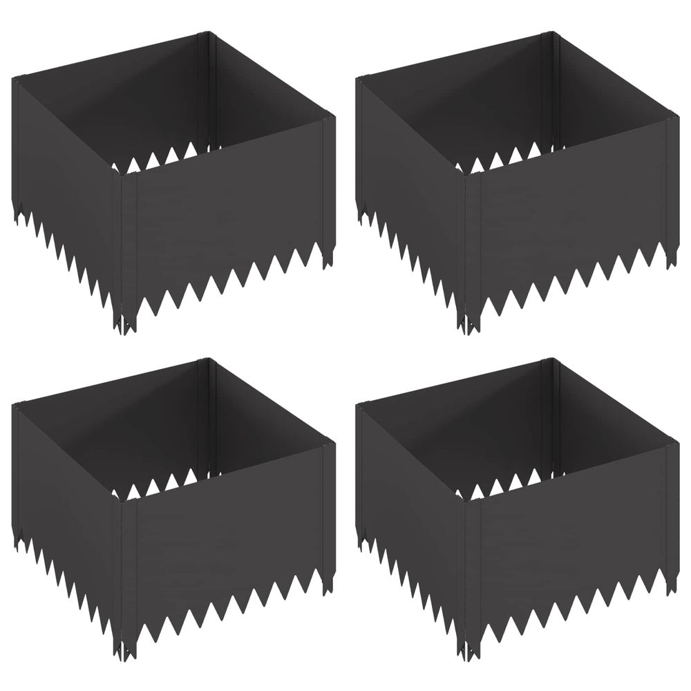 Bordure de pelouse 4 pc 60 x 60 x 35 cm acier noir