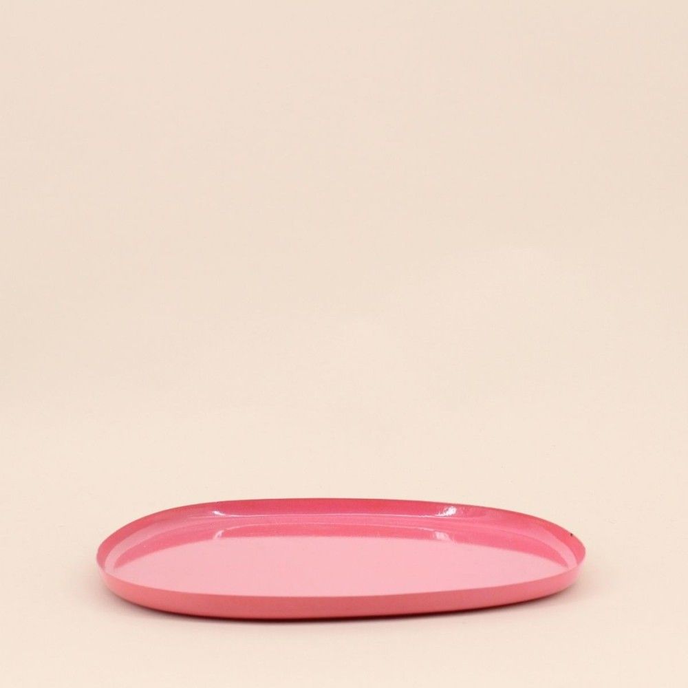 Plateau organique en métal rose 25cm