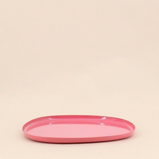 Plateau organique en métal rose 25cm