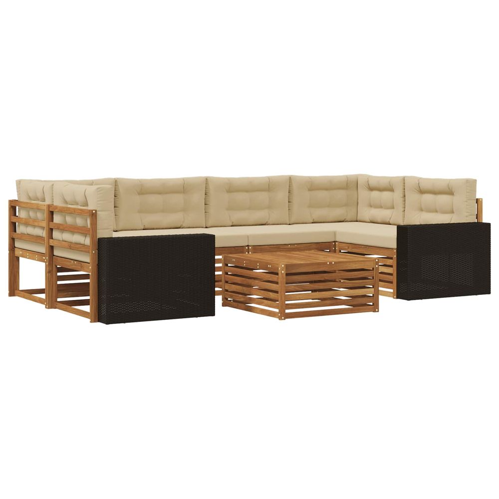 Ensemble de canapés d'extérieur 7 pc naturel et beige polyester