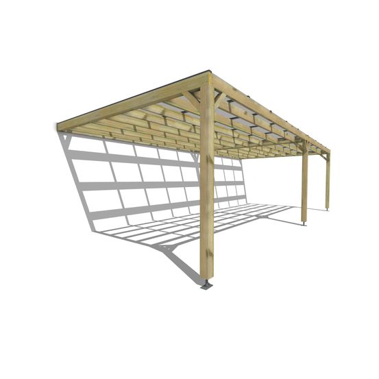 Pergola bois • 9m x 4m • adossée • sens largeur • couverture étanche transparente incluse • livraison comprise