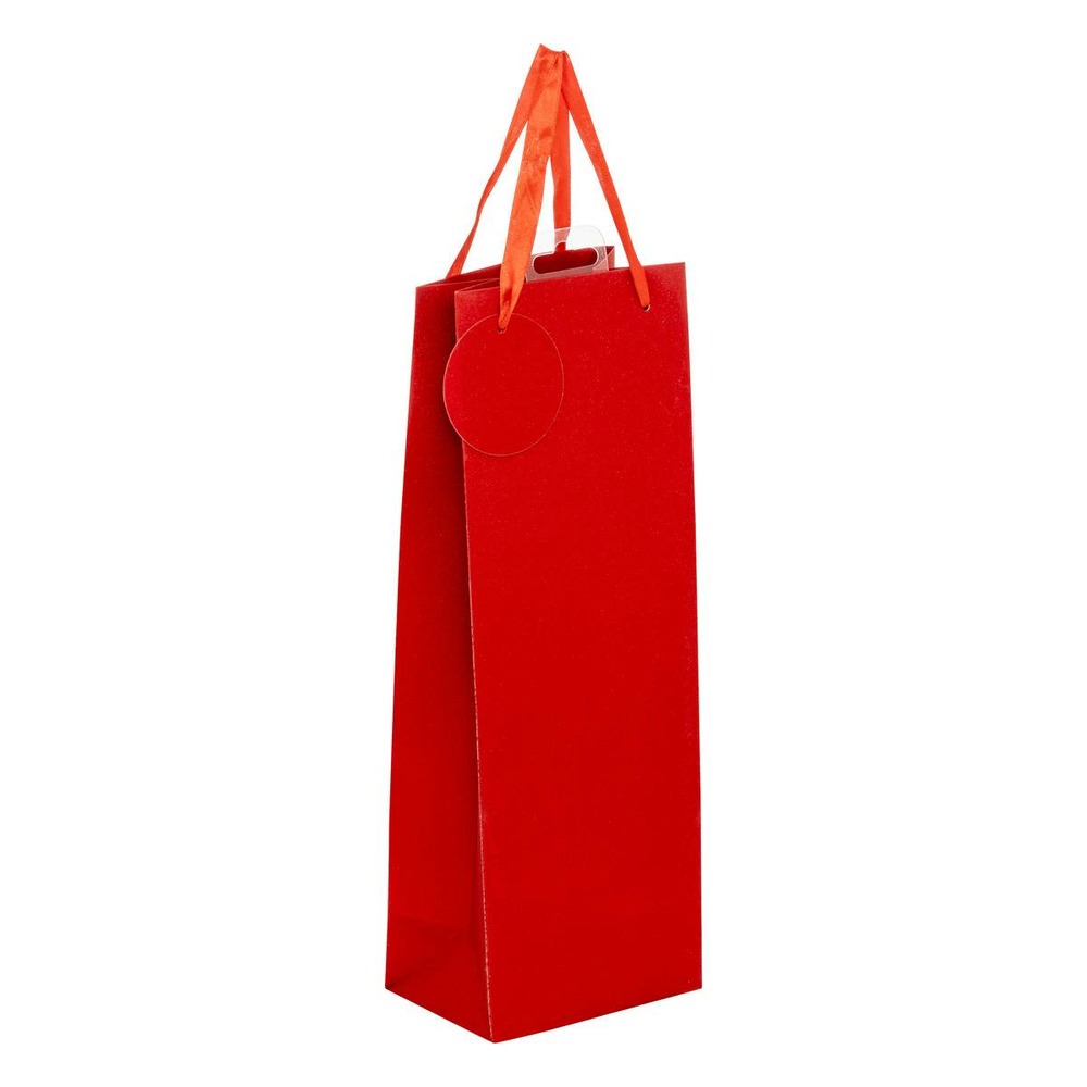 Sac cadeau paillettes taille bouteille rouge