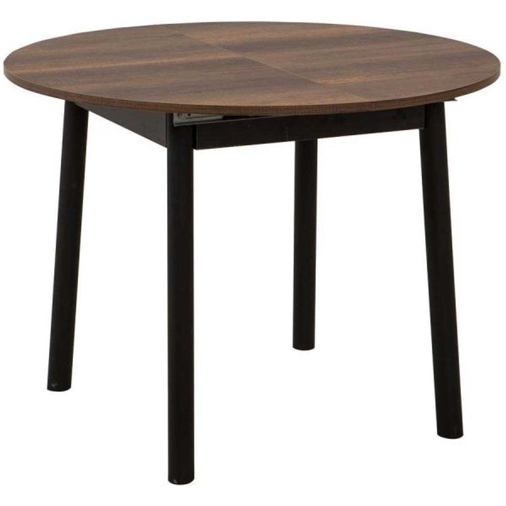 Table repas ronde en aggloméré avec allonge oliver noyer