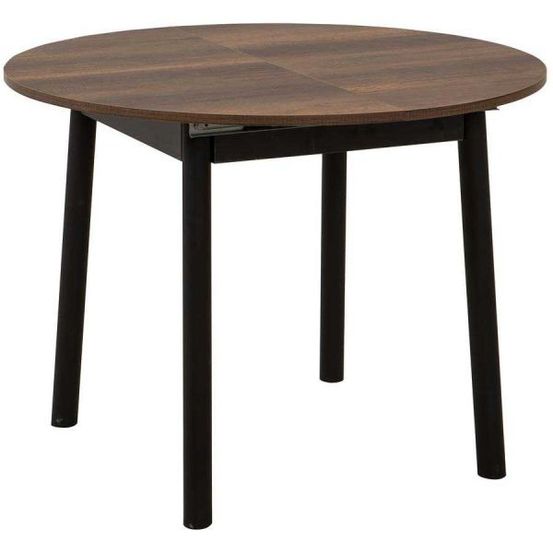 Table repas ronde en aggloméré avec allonge oliver noyer
