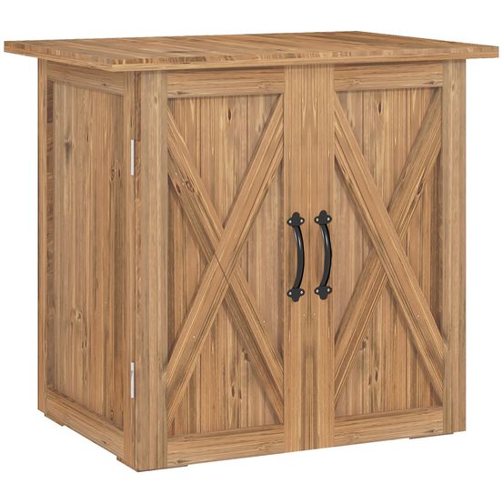 Armoire de jardin bois de sapin 77 x 55 x 72 cm marron pour terrasse style campagne - comfortxl outdoor living