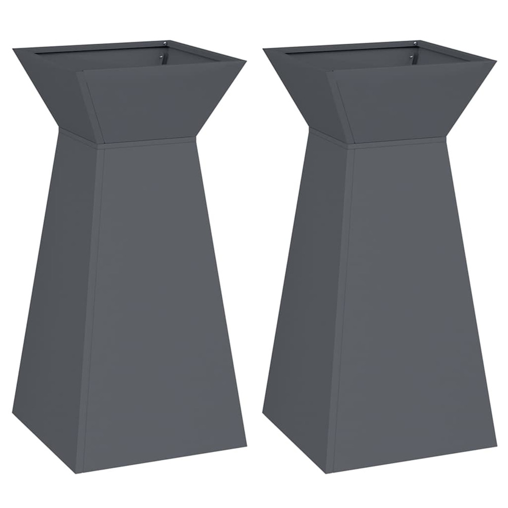 Jardinière d'extérieur à pilier 2 pcs anthracite 35 x 35 x 73 cm