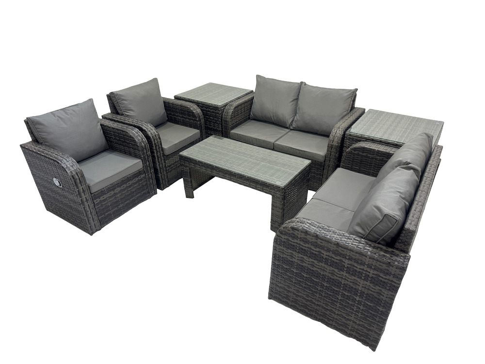 7 pièces ensemble salon de jardin extérieur en polyrotin