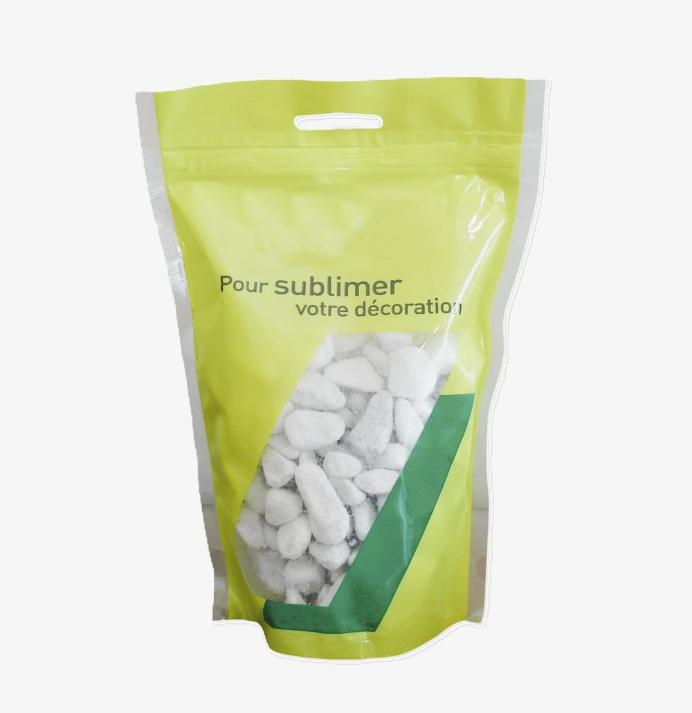 Galet roulé blanc carrare 7/15 en berlingot de 1 KG