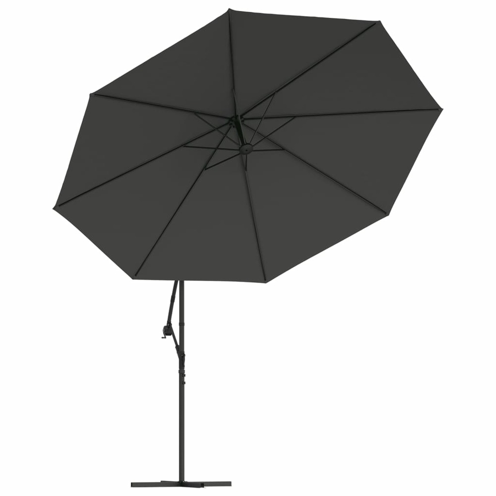 Parasol meuble de jardin en porte-à-feux et poteau métallique 350 cm anthracite