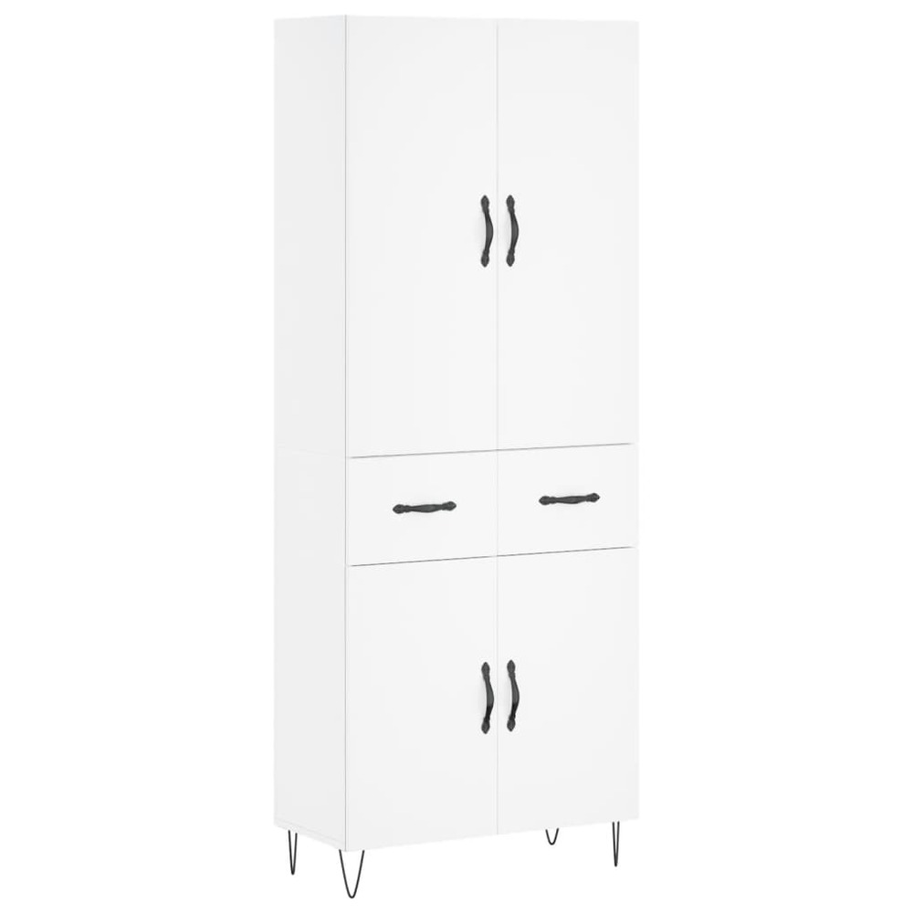 Buffet bahut commode armoire meuble de rangement organisateur cuisine salle de séjour salon haut 69,5 x 34 x 180 cm bois d'in