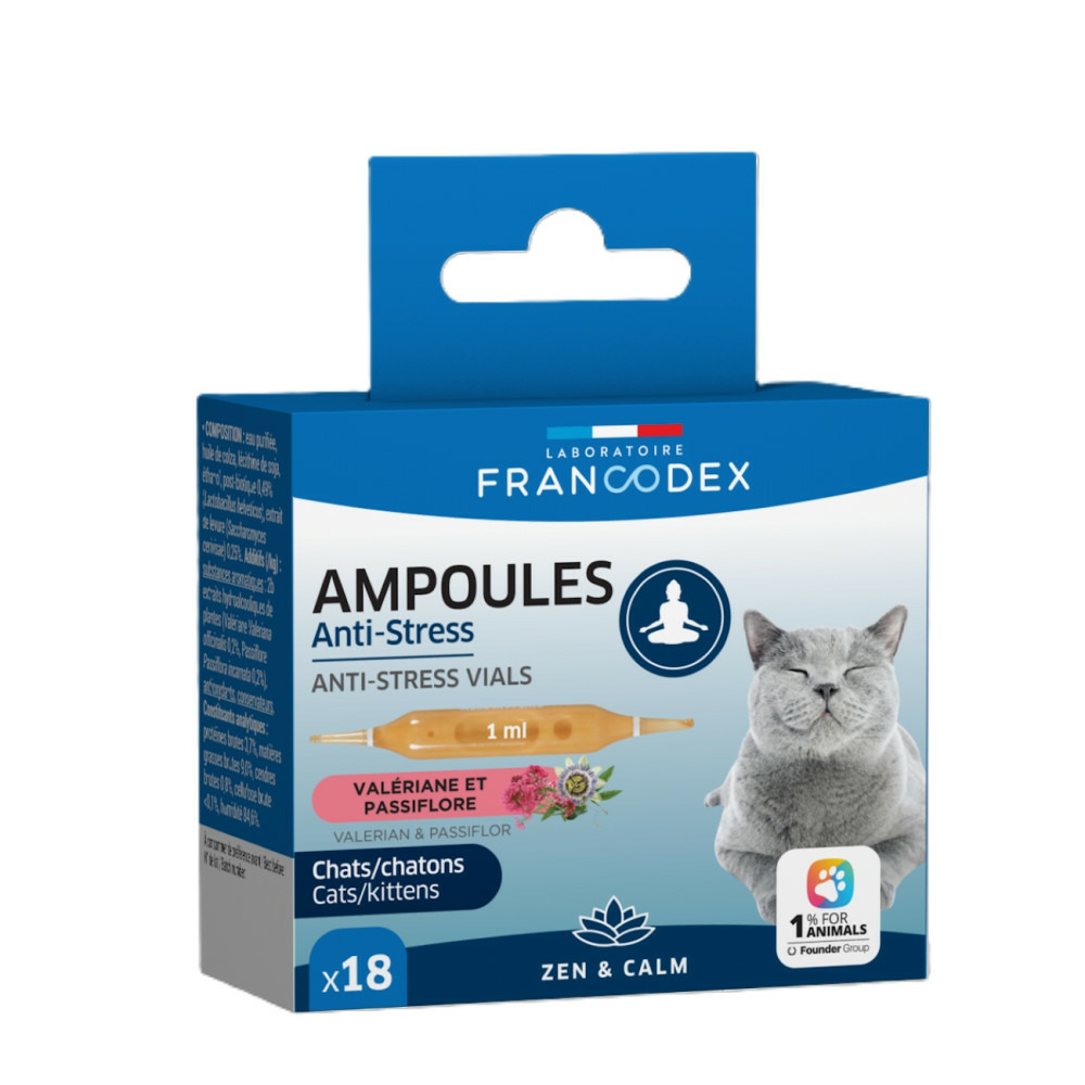 Ampoules anti-stress 18 x 1 ml pour chatons et chats