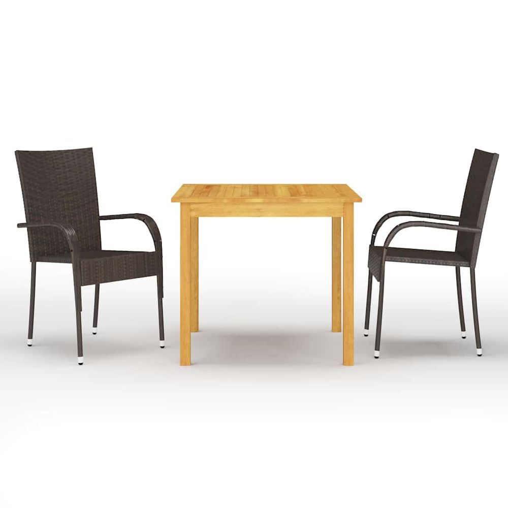 Ensemble à manger de jardin 3 pcs marron