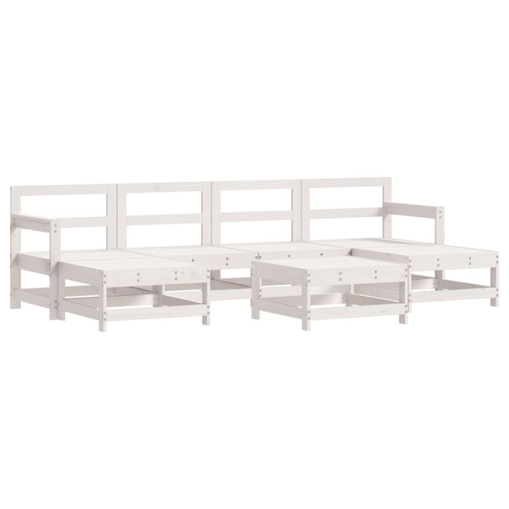 Salon de jardin 7 pcs blanc bois de pin massif