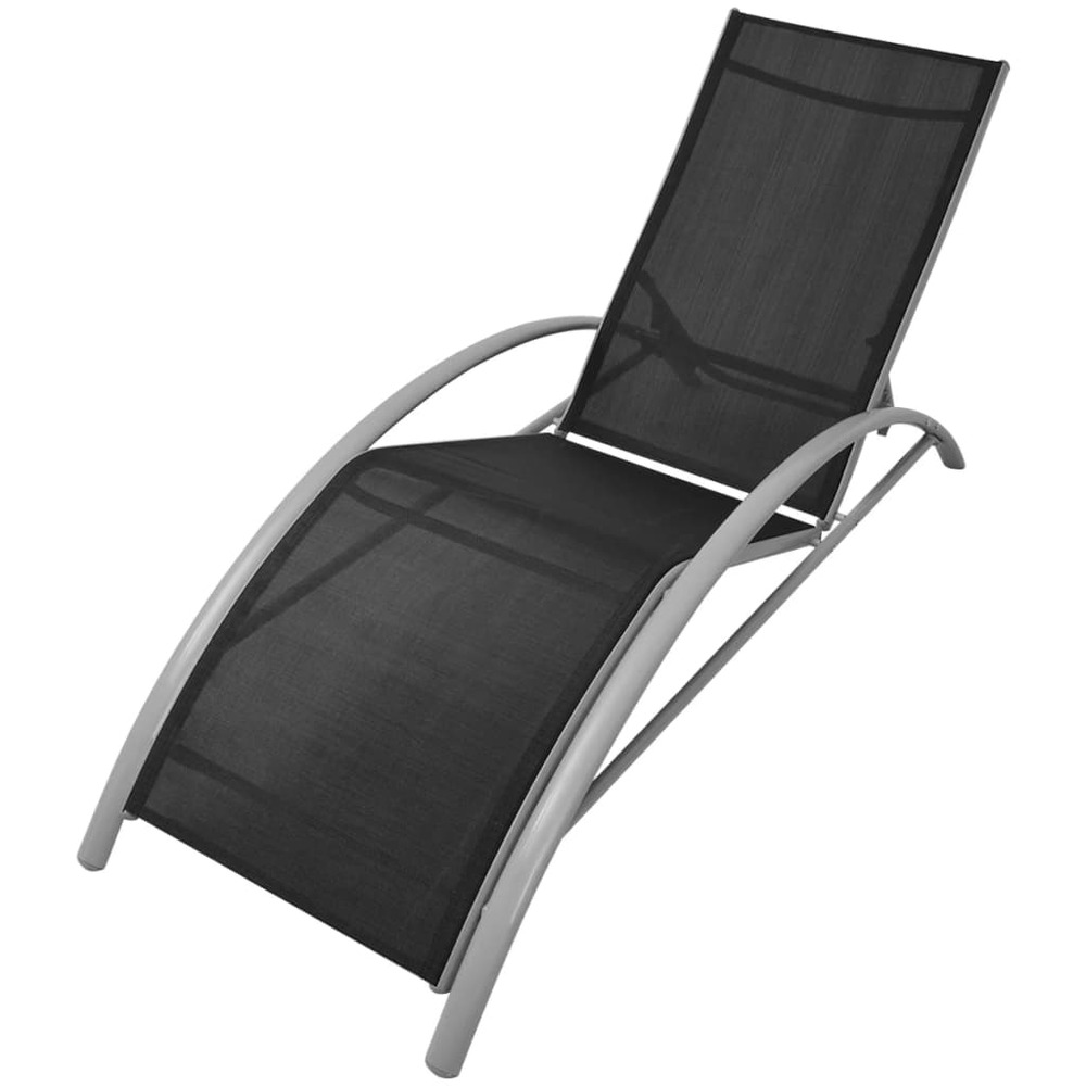 Chaises longues transat bain de soleil 156 x 60 x 89 cm en aluminium noir