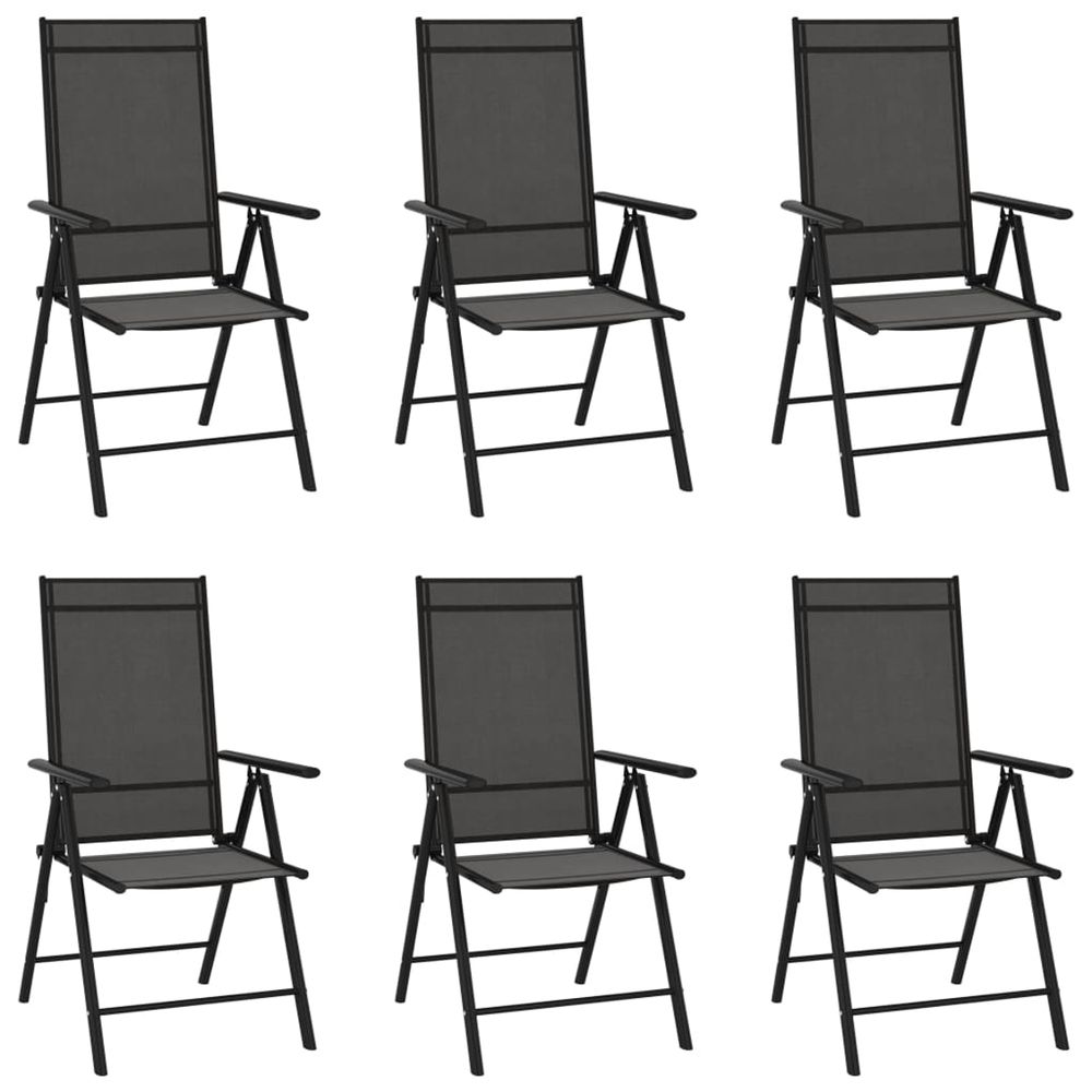 Chaises pliantes 6 pièces textilène noir