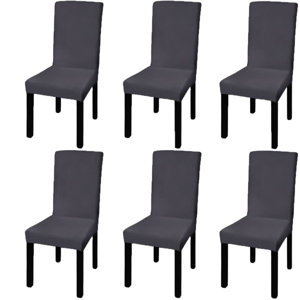 Housse de chaise droite extensible 6 pcs anthracite