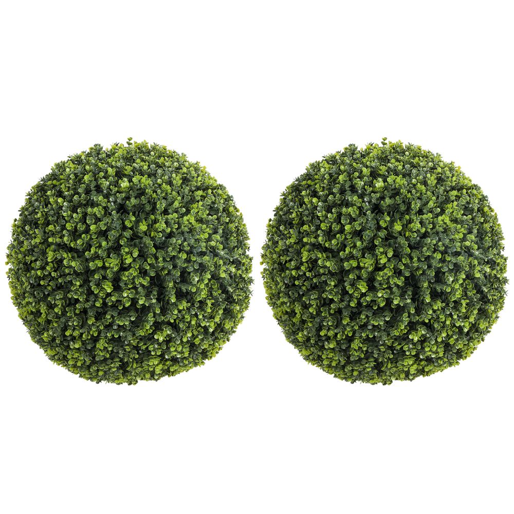 Boule eucalyptus artificielle lot 2 pe jardin terrasse aménagement paysager 52cm vert