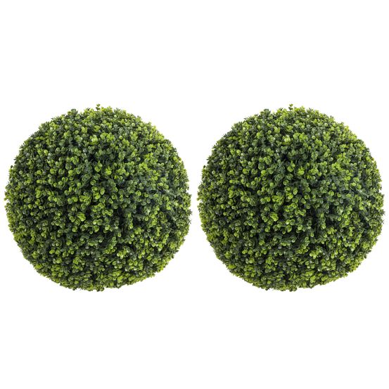 Boule eucalyptus artificielle lot 2 pe jardin terrasse aménagement paysager 52cm vert