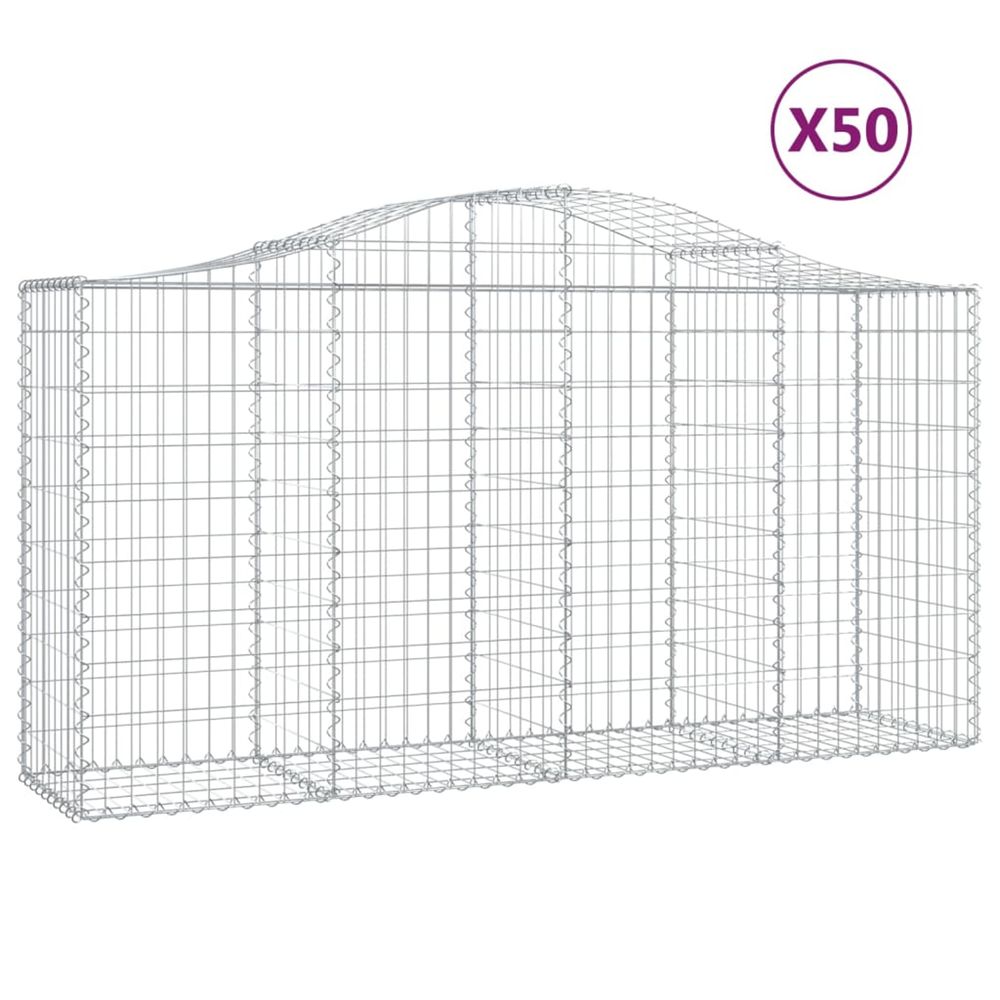 Paniers à gabions arqués 50 pcs 200x50x100/120 cm fer galvanisé