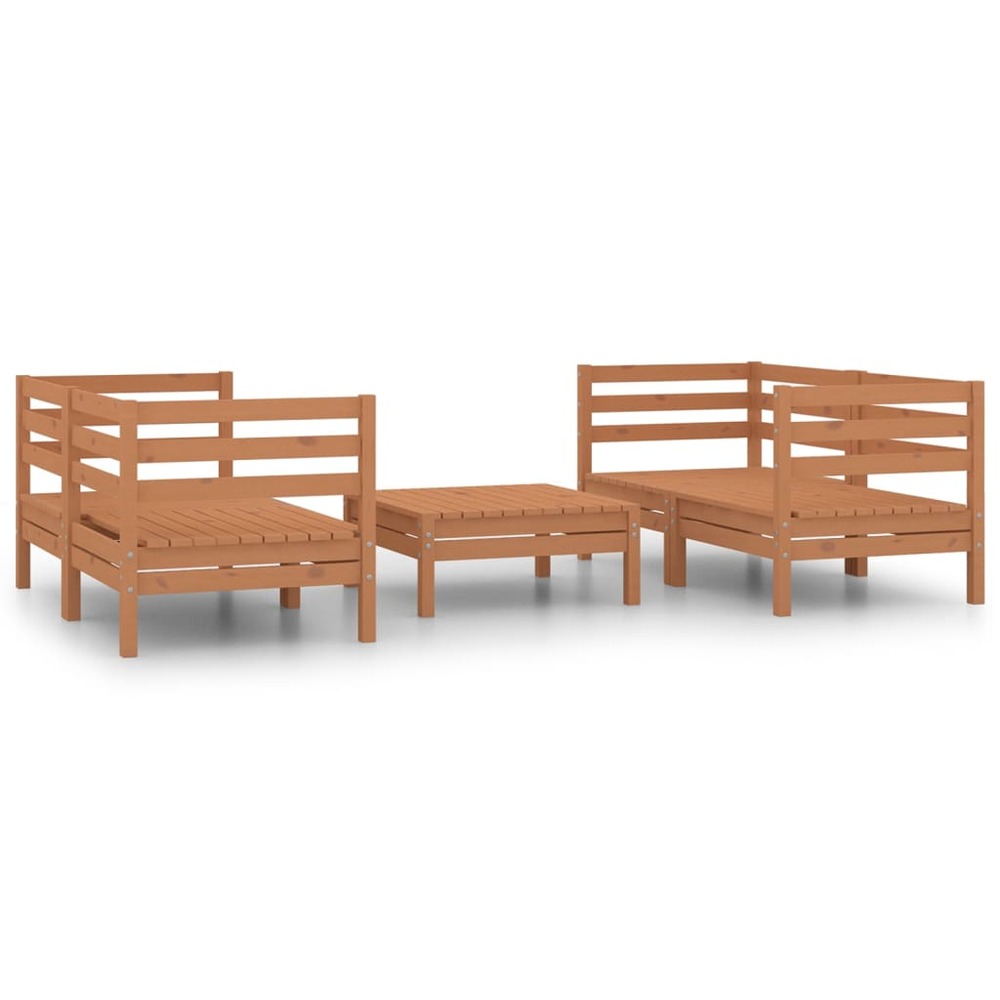 Salon de jardin meuble d'extérieur ensemble de mobilier 5 pièces marron miel bois de pin massif