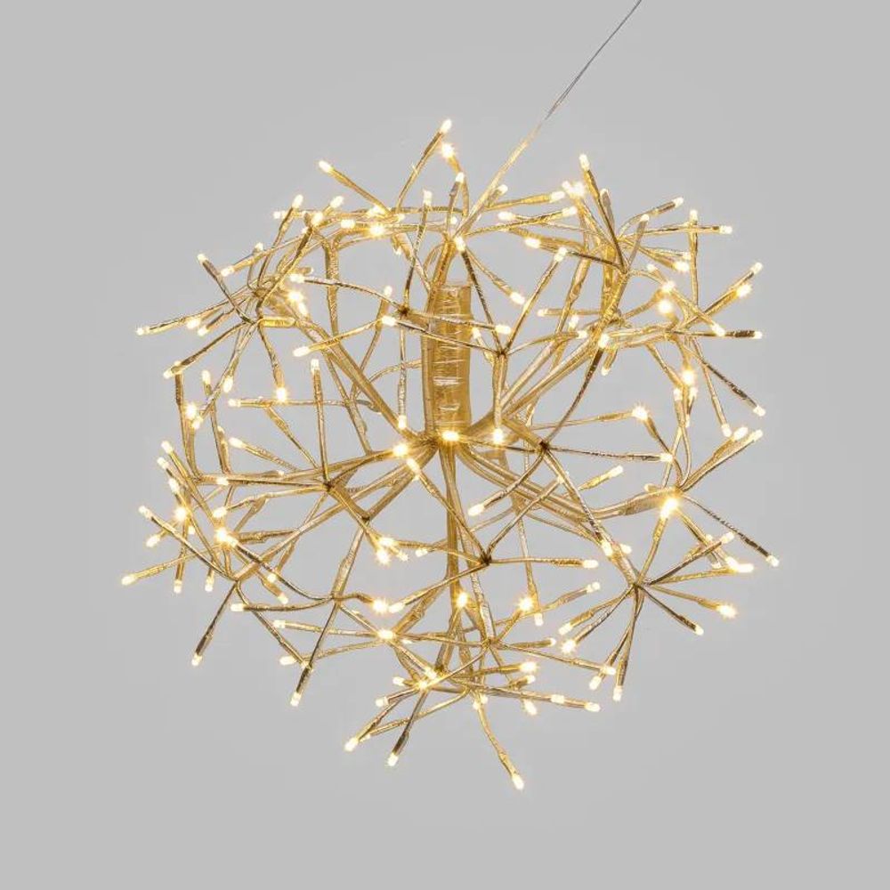 Boule lumineuse twigball ø45cm champagne 180 led blanc chaud fixe métal ip44 lotti