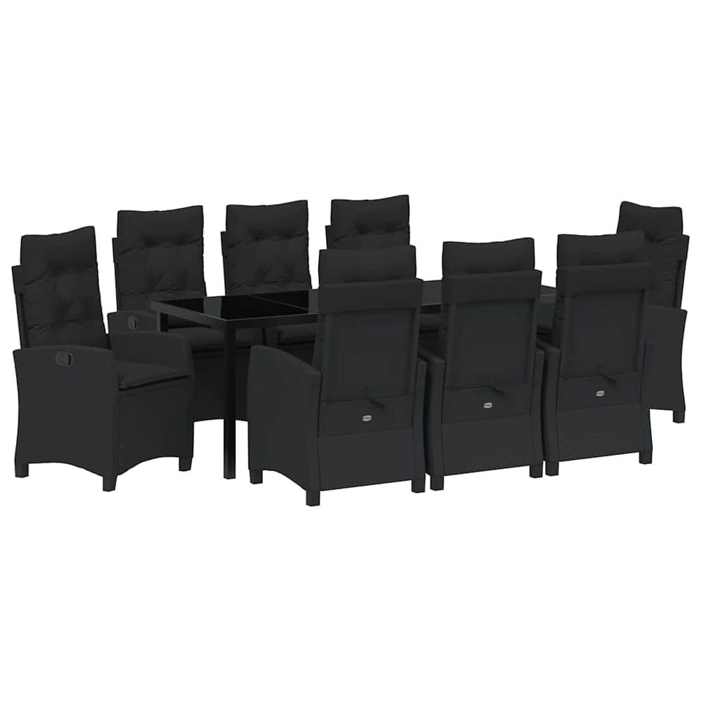 Ensemble de salle à manger pour jardin 9 pc noir polyrotin