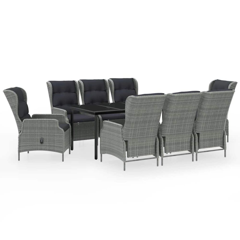 Ensemble à manger de jardin 9 pcs gris clair