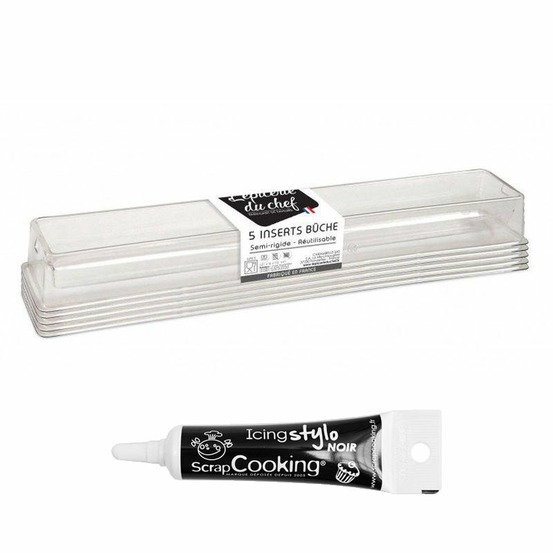 5 inserts bûche de noël + stylo glaçage noir