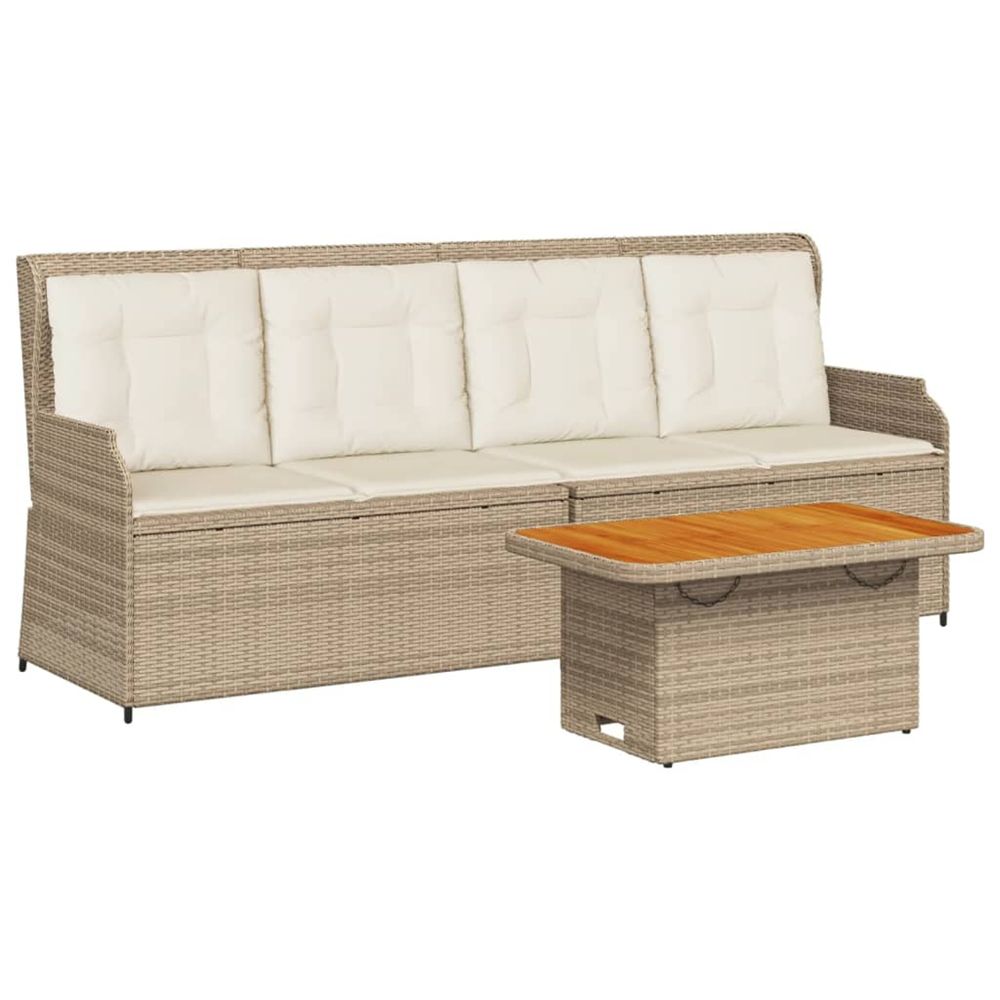 Salon de jardin avec coussins 3 pcs beige résine tressée