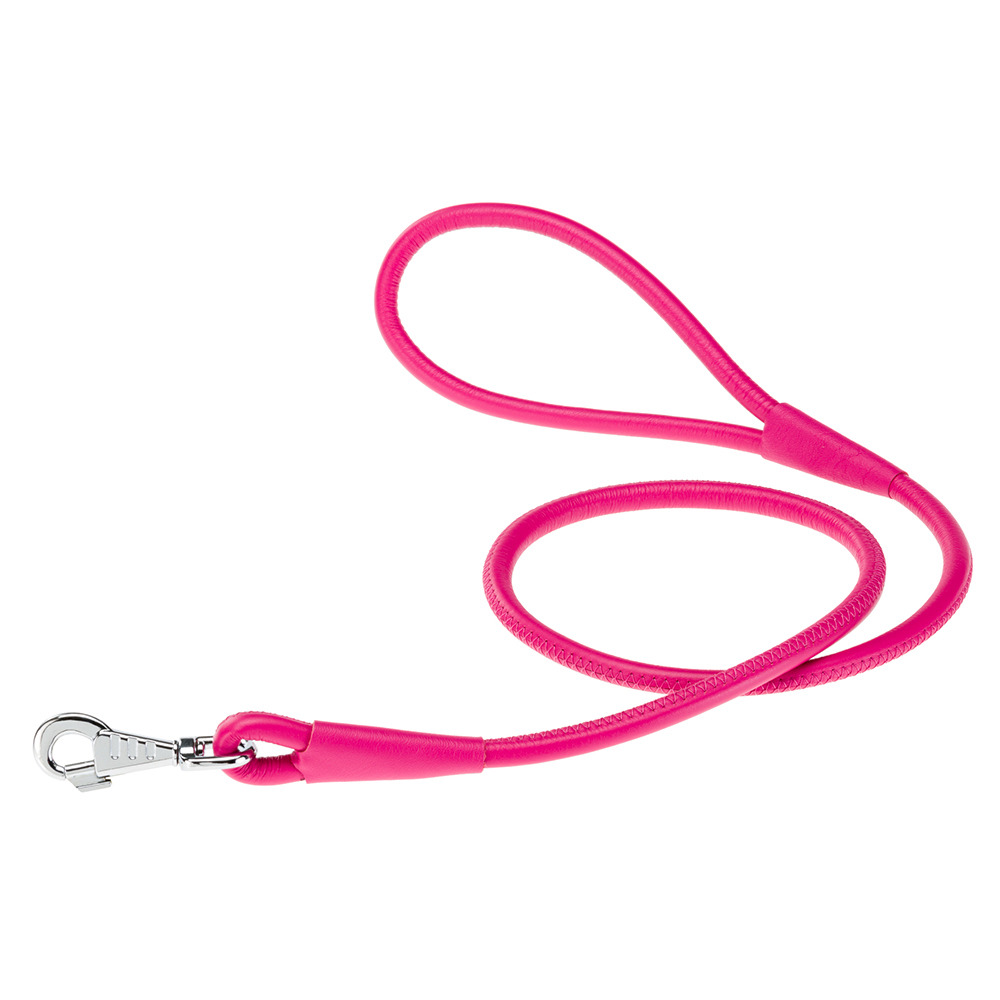 Laisse pour chiens vogue g10/120, lanière en cuir véritable, mousqueton en métal, rose