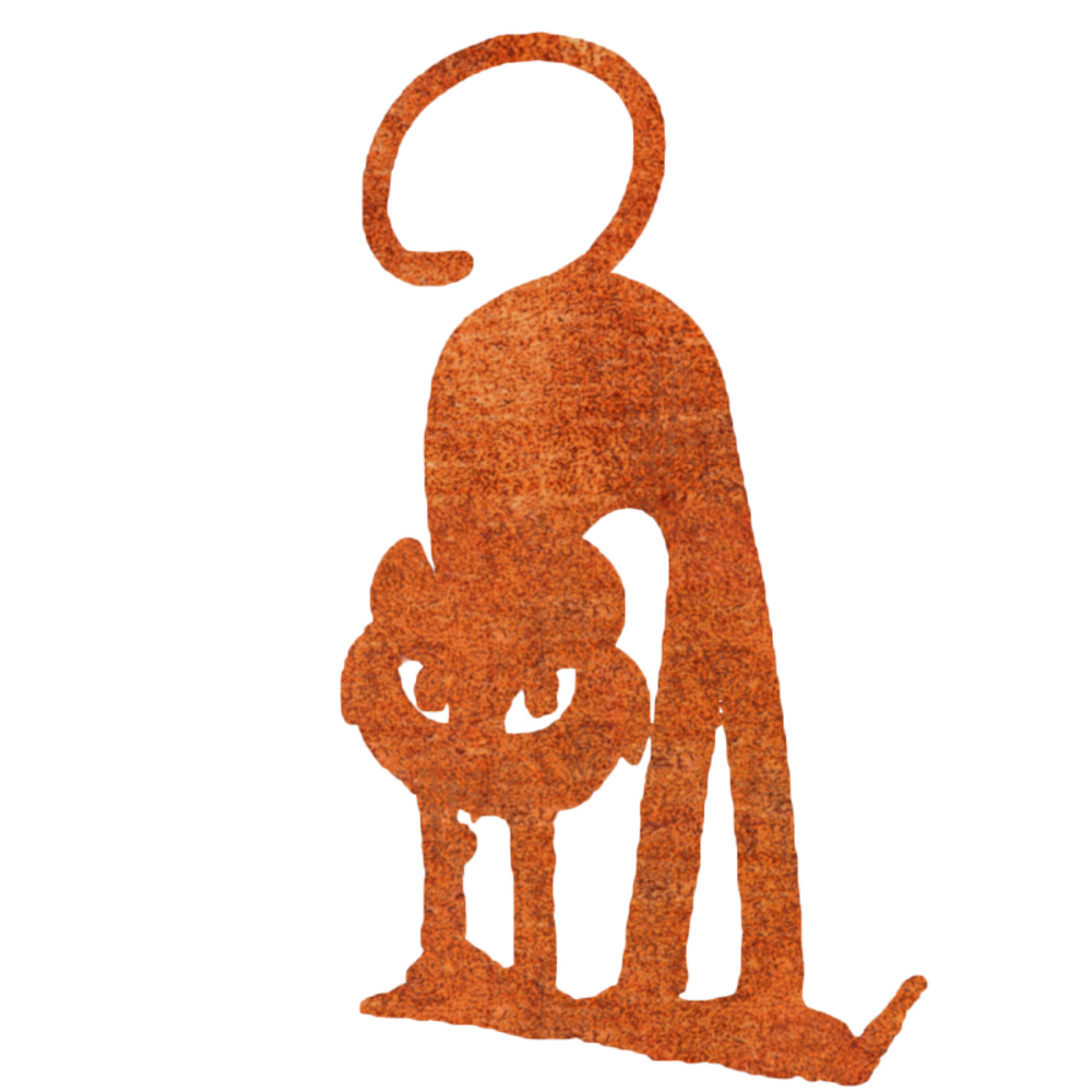 Déco jardin : chat gaston métal - acier brut poli 45 cm