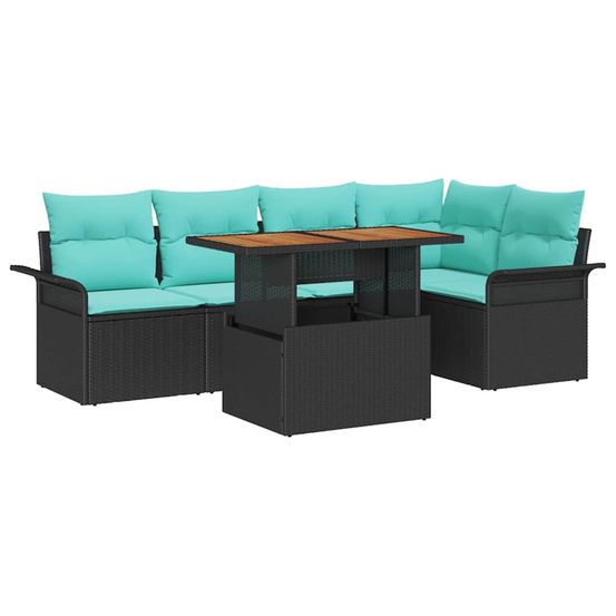Ensemble de canapé de jardin 6 pc noir poly rotin