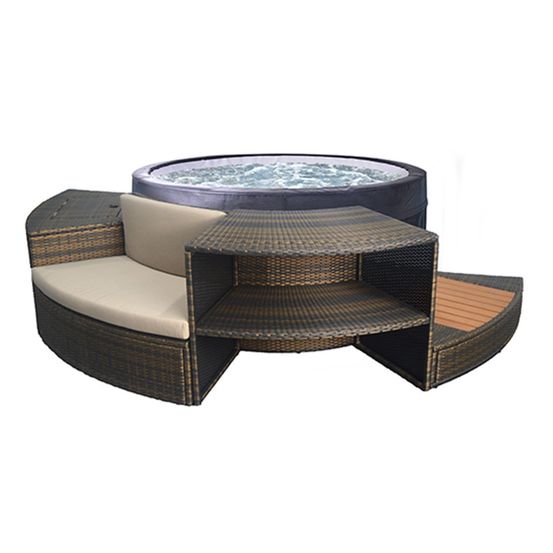Spa portable semi-rigide vita rond bulles 4 places avec mobilier