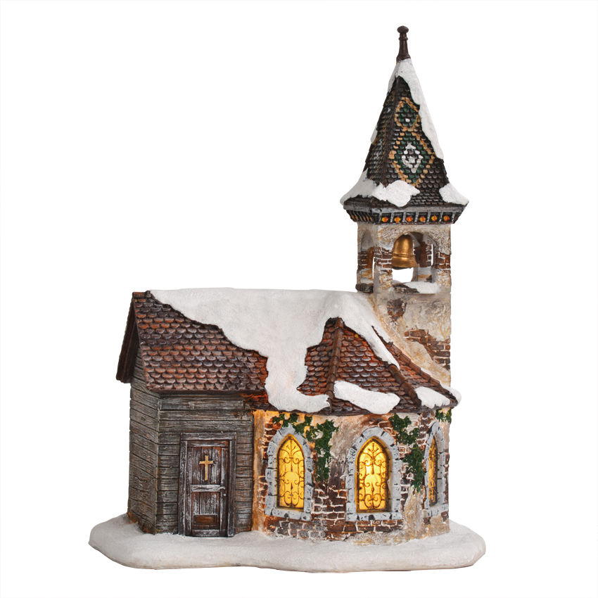 Luville collectables - village de noël miniature église h24