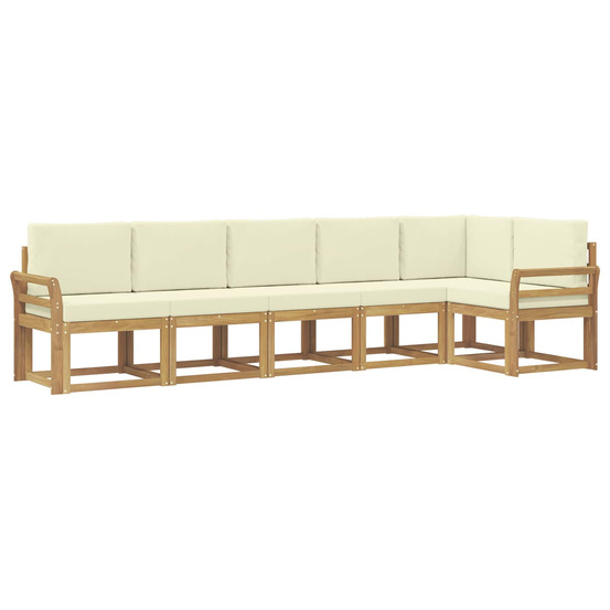 Ensemble de canapés d'extérieur 6 pcs blanc et crème polyester